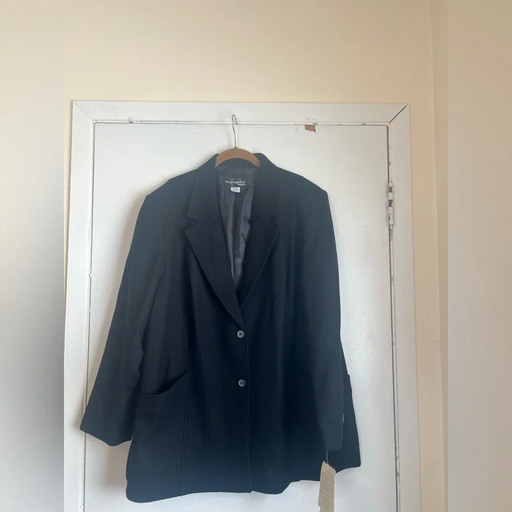 Requirements Black Women's Blazer 100% Wool Size 20W Staple Classic Office Work